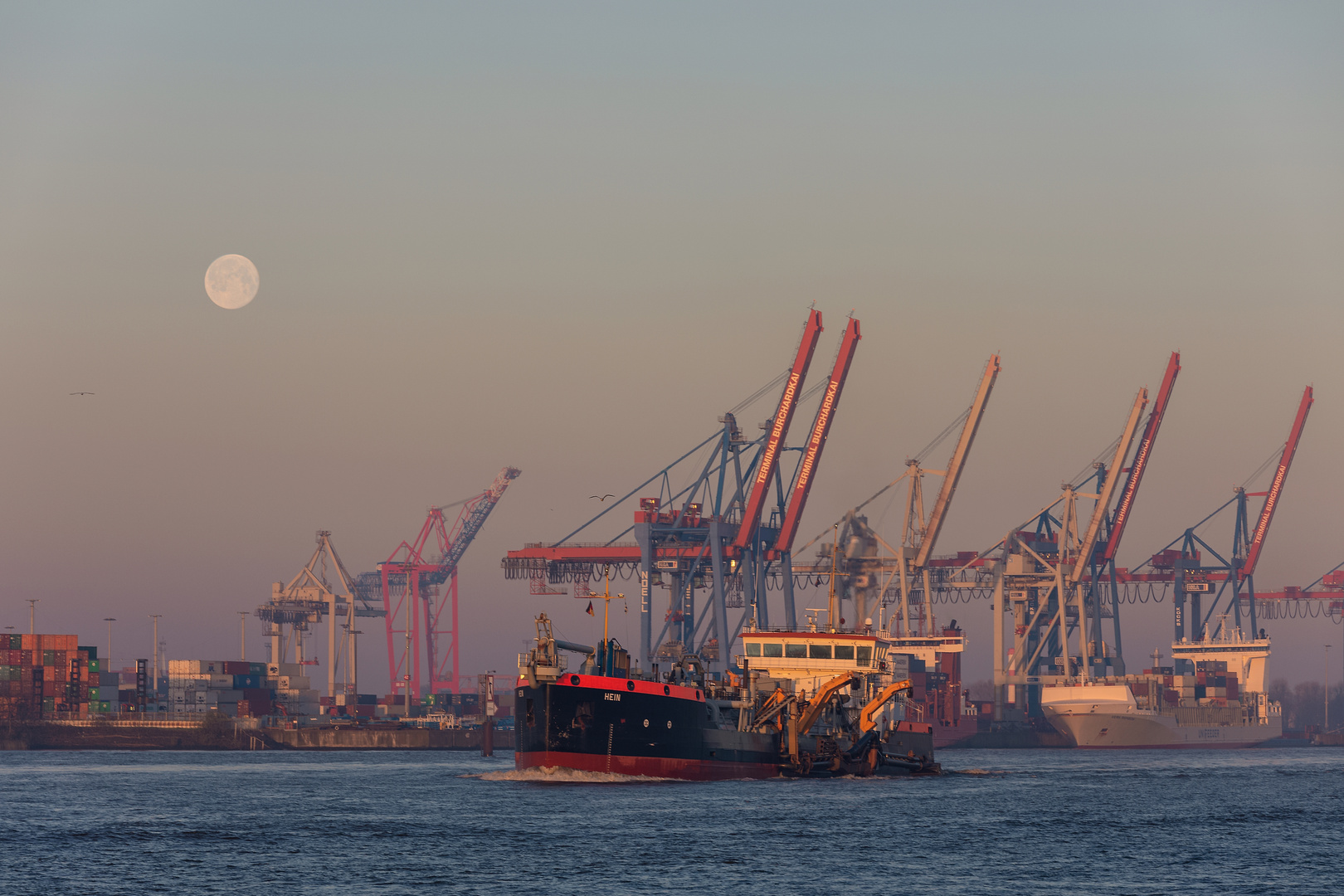 Vollmond über dem Hafen