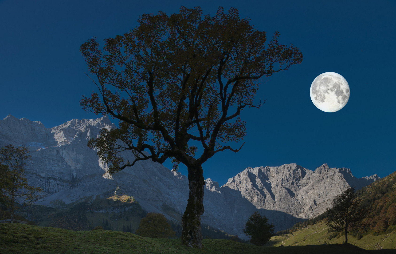 Vollmond über der Eng Foto & Bild landschaft, berge, natur Bilder auf