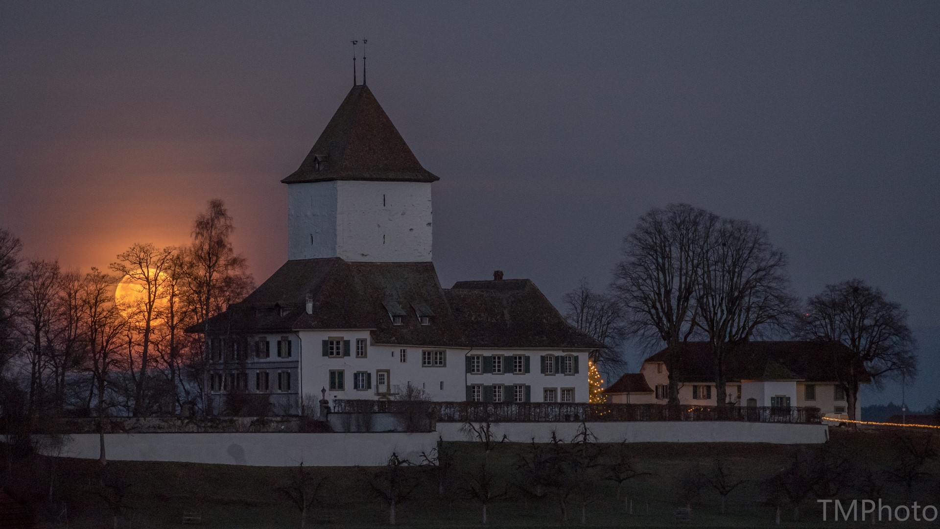 Vollmond und Schloss