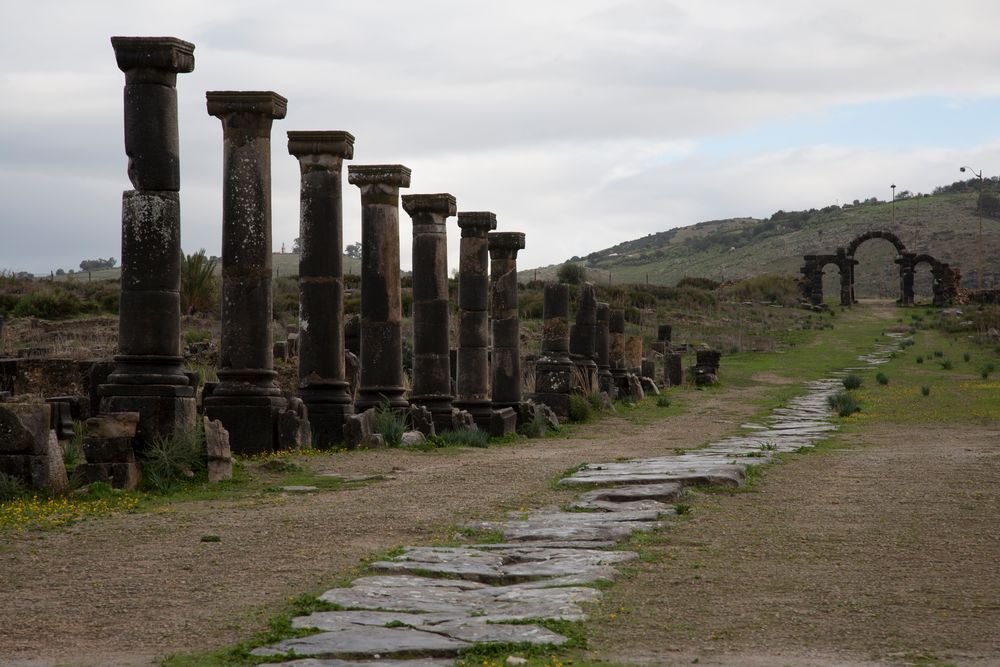 Volubilis, antike Römerstadt, ganz im Südwesten des Römerreichs