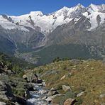 Vom  Allalinhorn links bis zur Mischabelgruppe mit dem Dom,...