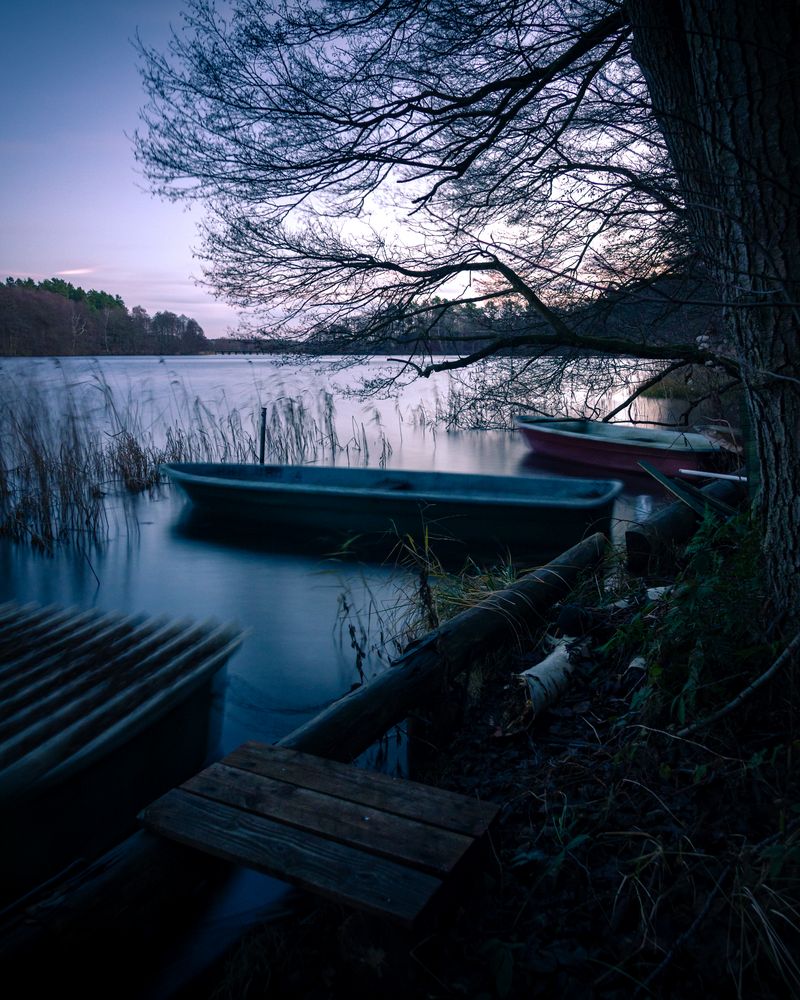 Vom Bootsanleger, über den Pagelsee, bis zum Sonnenuntergang.