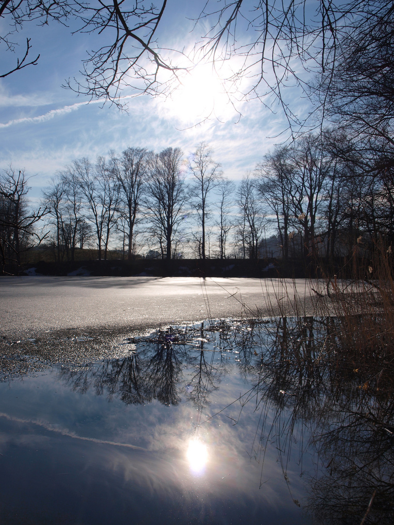 Vom Eise befreien sich jetzt Seen und Teiche.
