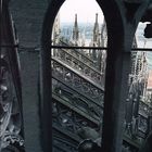 Vom Kölner Dom in 45 m Höhe (Südseite) Richtung Hohenzollernbrücke fotografiert.