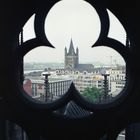 Vom Kölner Dom Richtung Kirche Gross St. Martin (Hochformat)