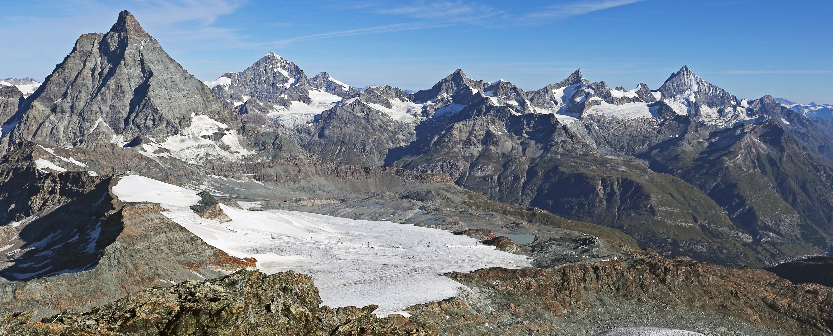 Vom Matterhorn zum Weißhorn aus 3888m aufgenommen vom KleinMatterhorn