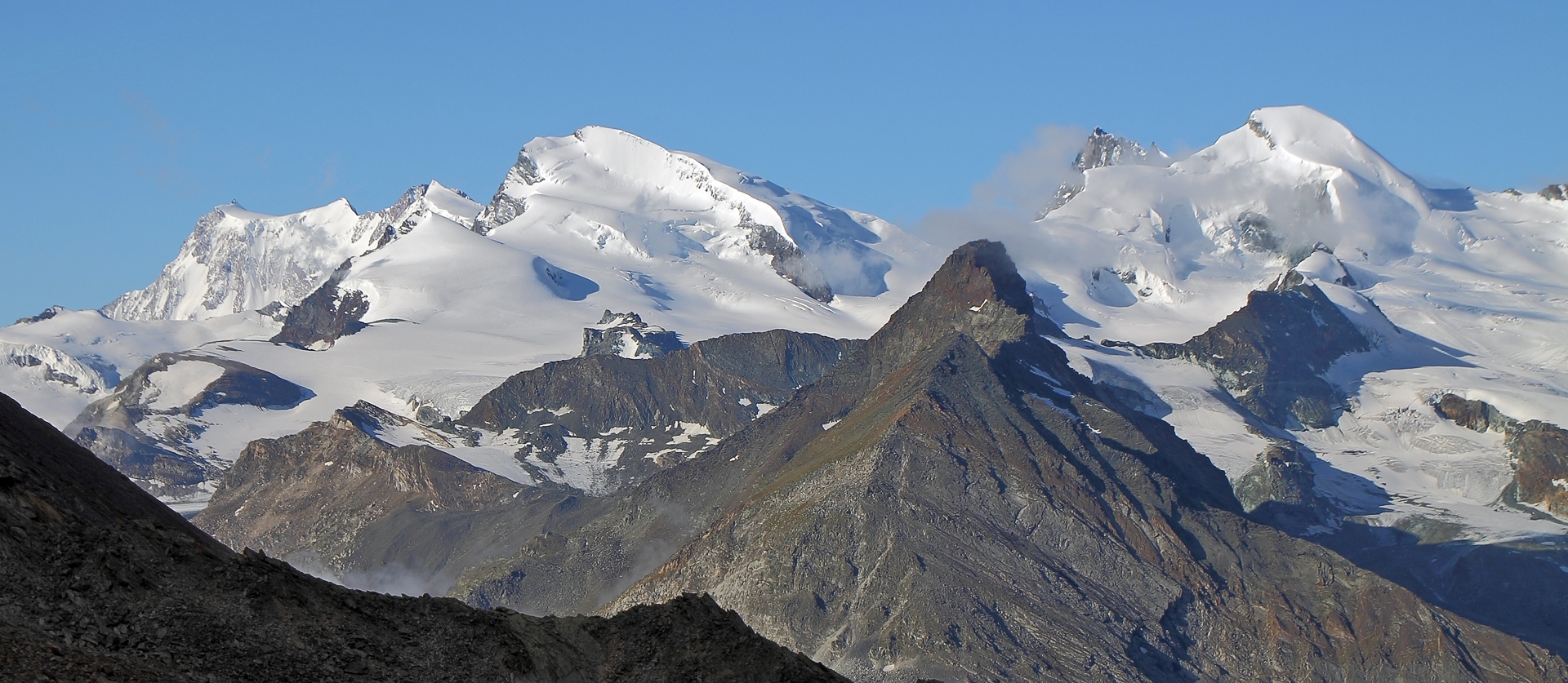 Vom  MonteRosa mit den 4 Hauptgipfeln zum Allalinhorn