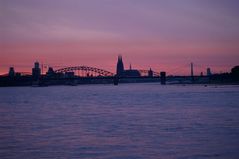 Vom Rhein aus, Panorama im Sonnenuntergang