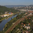 Vom Schreckenstein der Blick auf Usti nad Labem und die Elbe (Labe)...