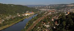 Vom Schreckenstein der Blick auf Usti nad Labem und die Elbe (Labe)...