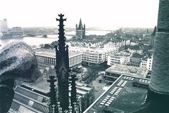 Vom Vierungsturm bei Tag, St.Martin + Deutzer Brücke (1986)