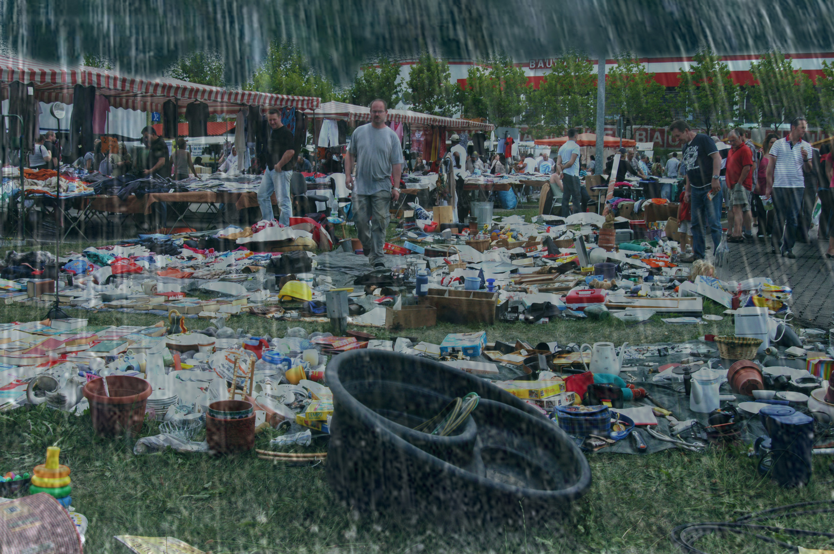 von dem plötzlichen Regen...