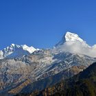 Von links Barha Chuli (7647 m), Annapurna I (8091 m) und Annapurna South (7219 m)