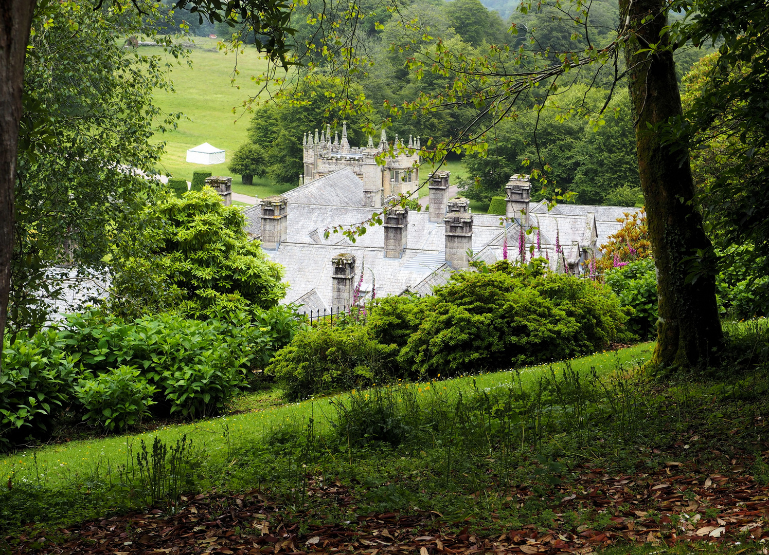 Von oben auf das Lanhydrock House geschaut.... 