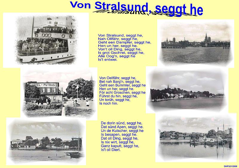 Von Stralsund seggt he - ( Von Stralsund sagt er) (Plattdeutsche Verse