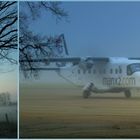 Von wegen Sonne...Nebel hatte es, schon auf dem Weg zum Flugplatz.