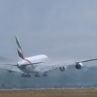 Vor dem Touchdown bei strömendem Regen