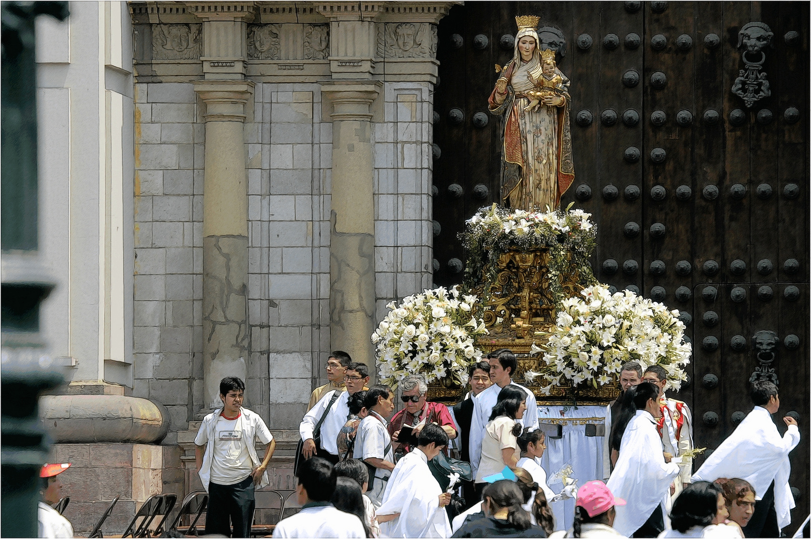 Vor einer Kirche in Lima