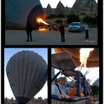 Vorbereitung zu einer Fahrt mit dem Heißluftballon über diese bizarre Landschaft