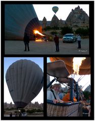 Vorbereitung zu einer Fahrt mit dem Heißluftballon über diese bizarre Landschaft