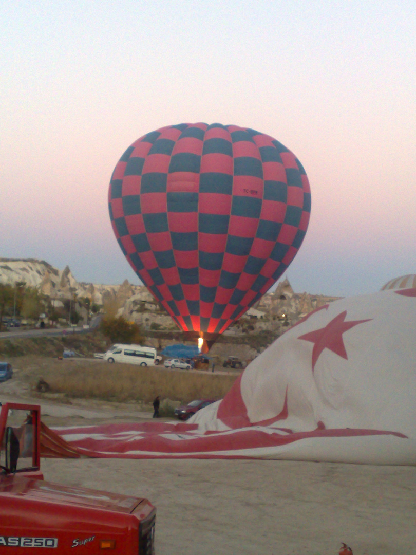 Vorbereitung zur Ballonfahrt