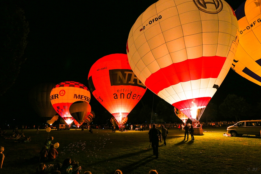 Vorglühen der Ballonfahrer