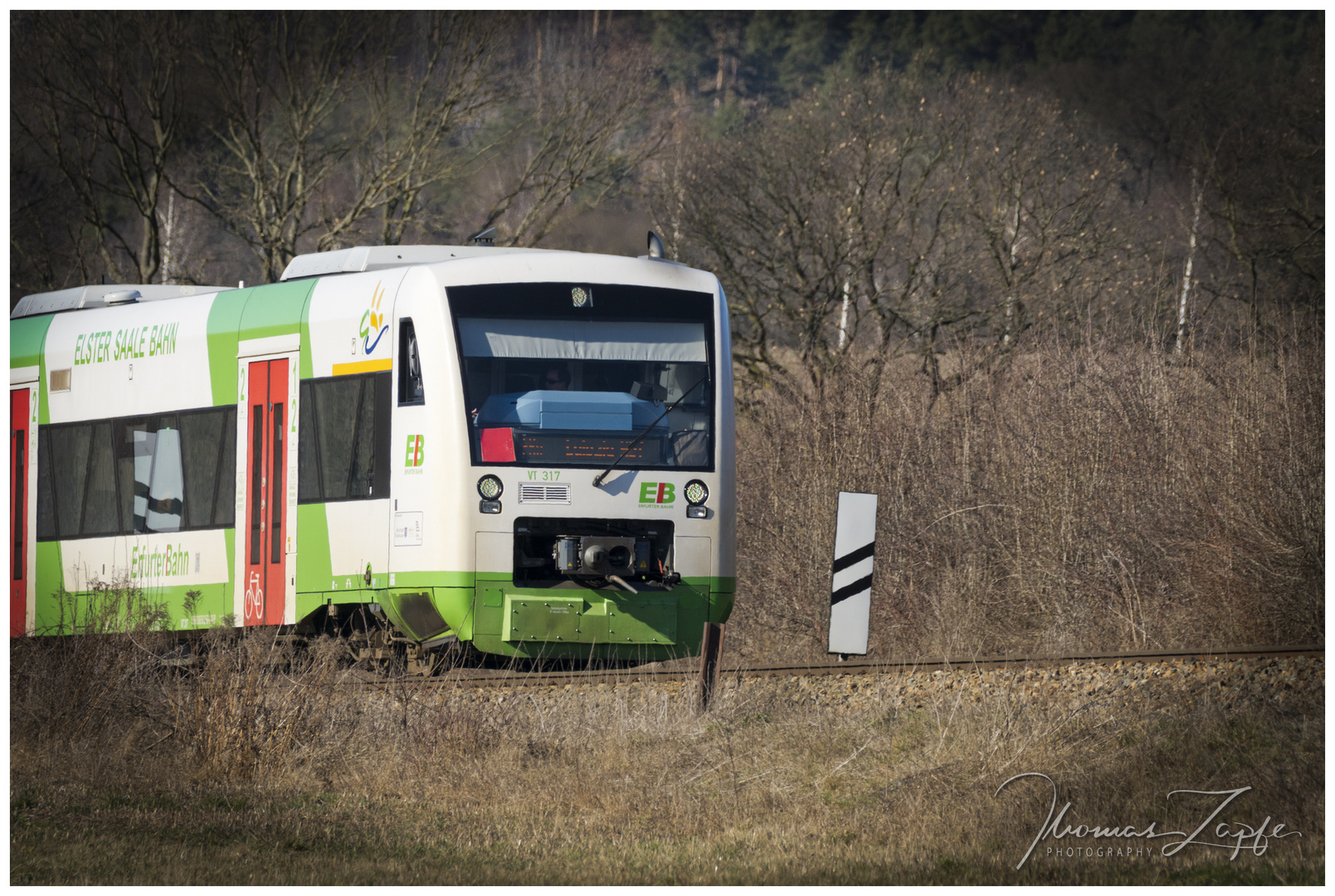 VT 317 der Elster Saale Bahn zwischen Saalfeld und Unterwellenborn