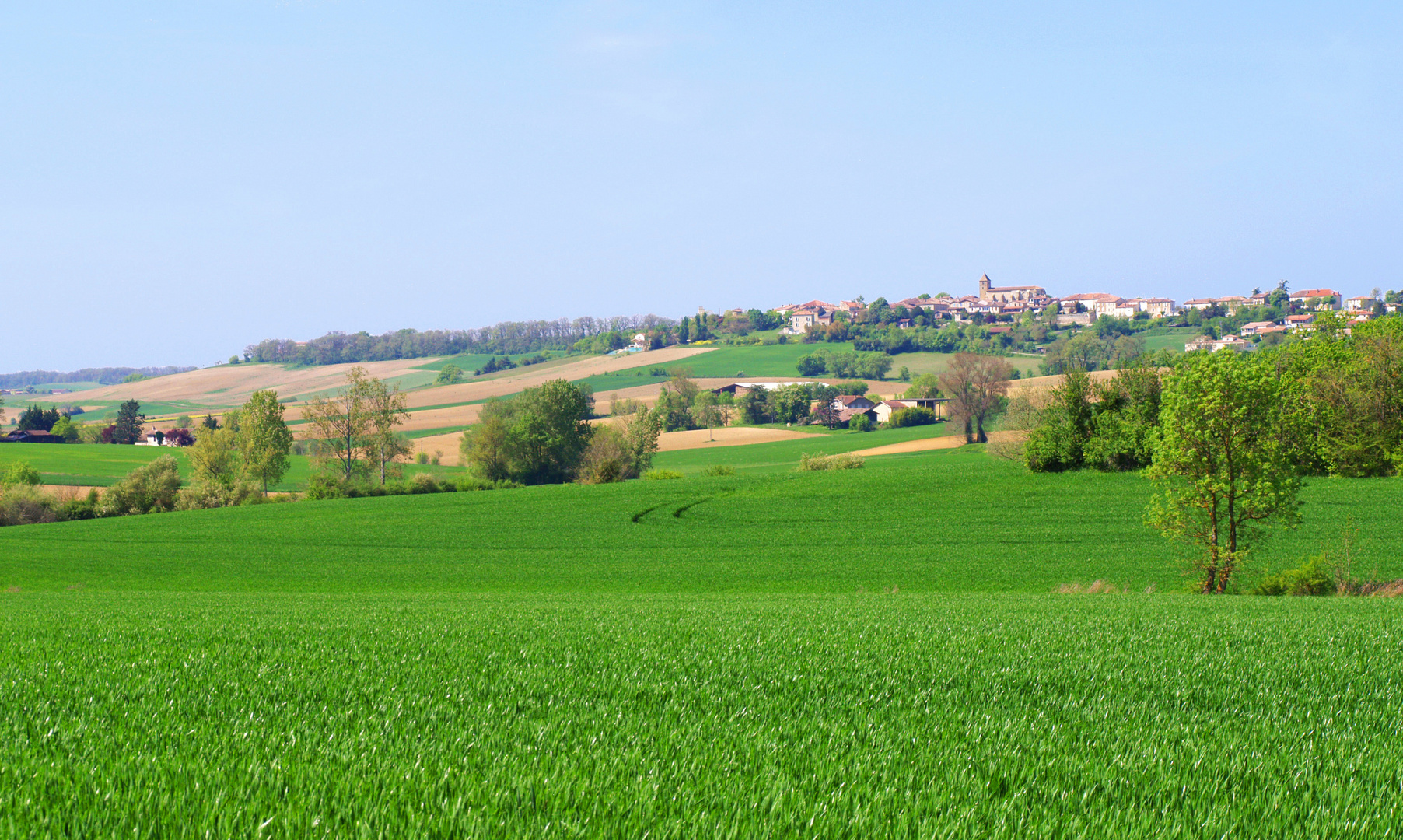 Vue sur La Sauvetat au printemps