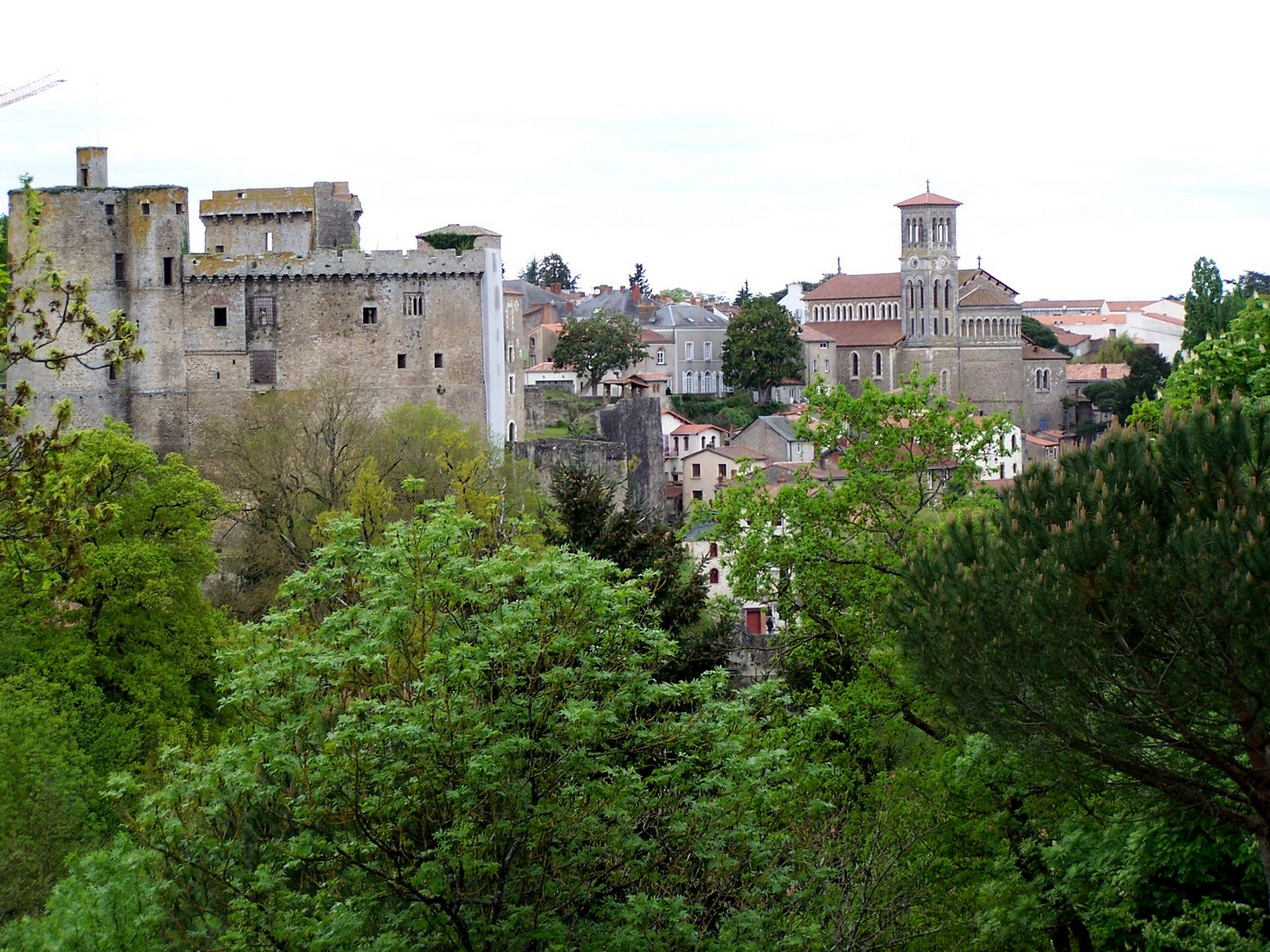 Vue sur la ville de Clisson (44) depuis les bords de la Sèvre