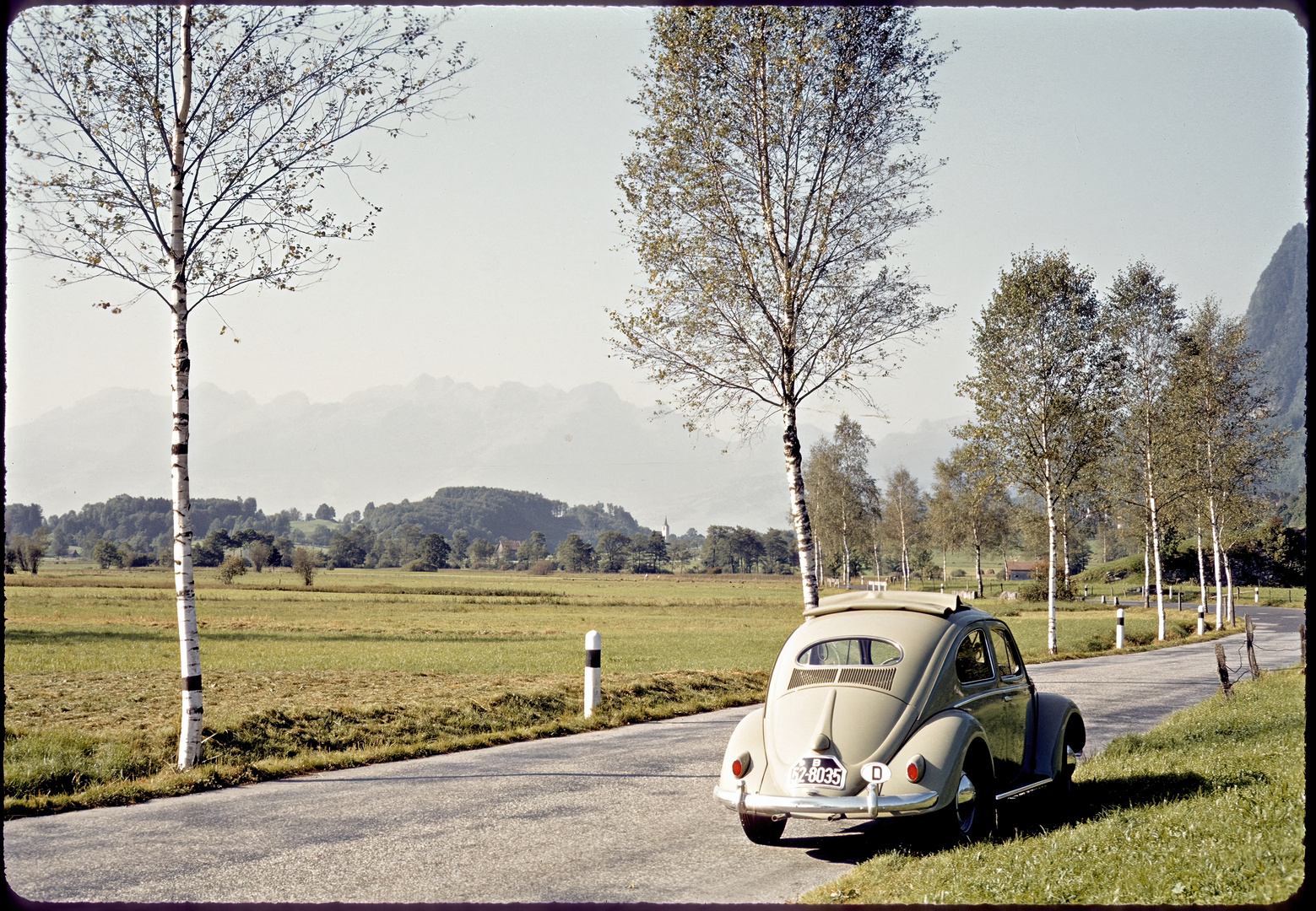 VW Beetle - Switzerland Rätikon 1955 on Red Kodachrome