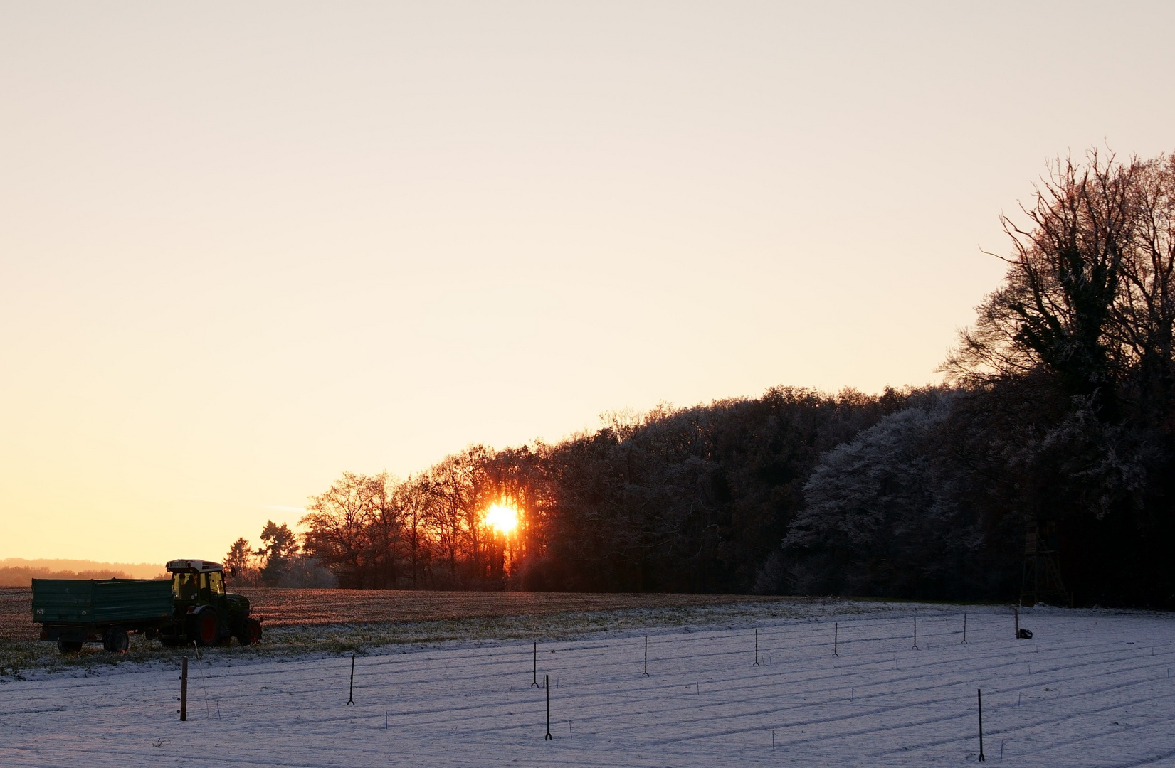 Wachtbger Ländchen - Traktor im Sonnenuntergang 2