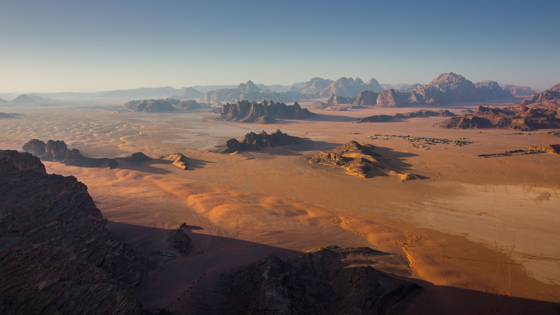 Wadi Rum, Jordanie, depuis le airs.