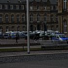 Wagenburg am Rande einer Demo am Neuen Schloss in Stuttgart