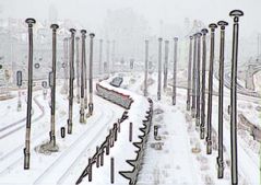 Wagenschlange im Winter