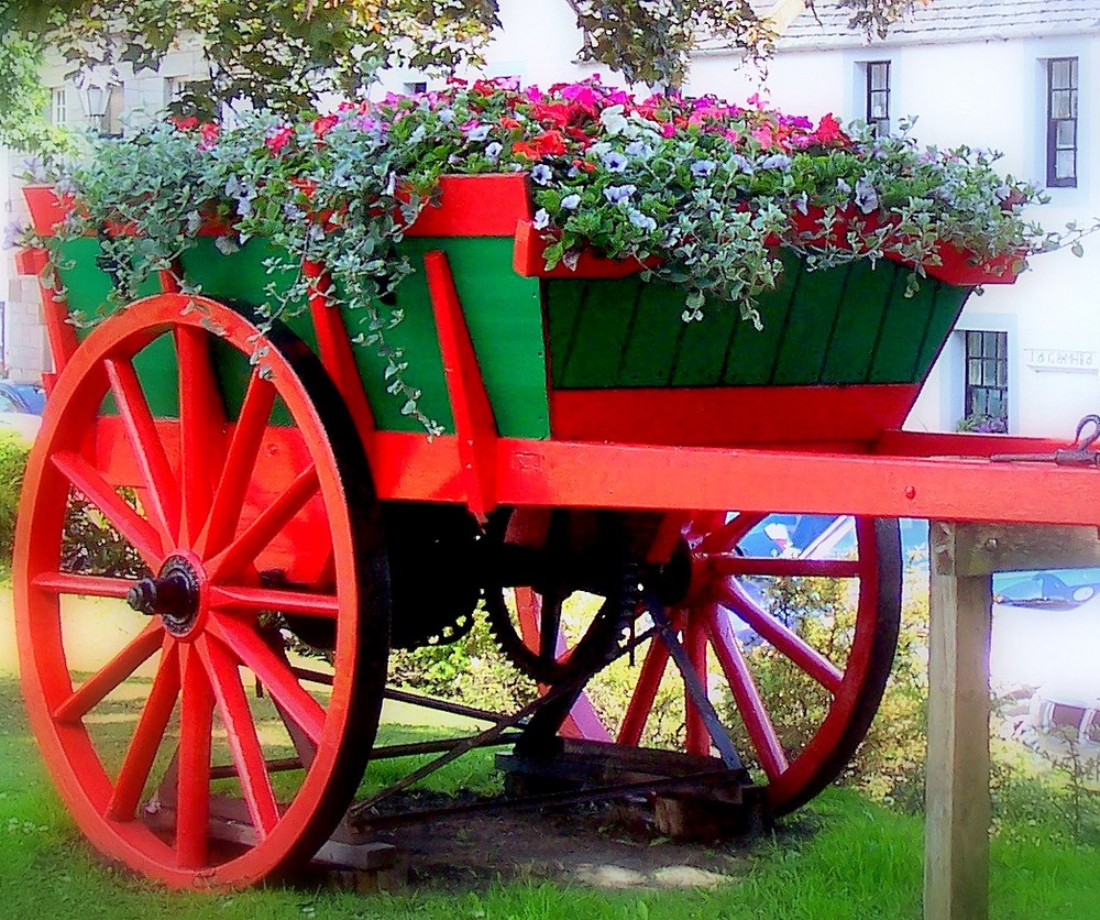 wagon of flowers