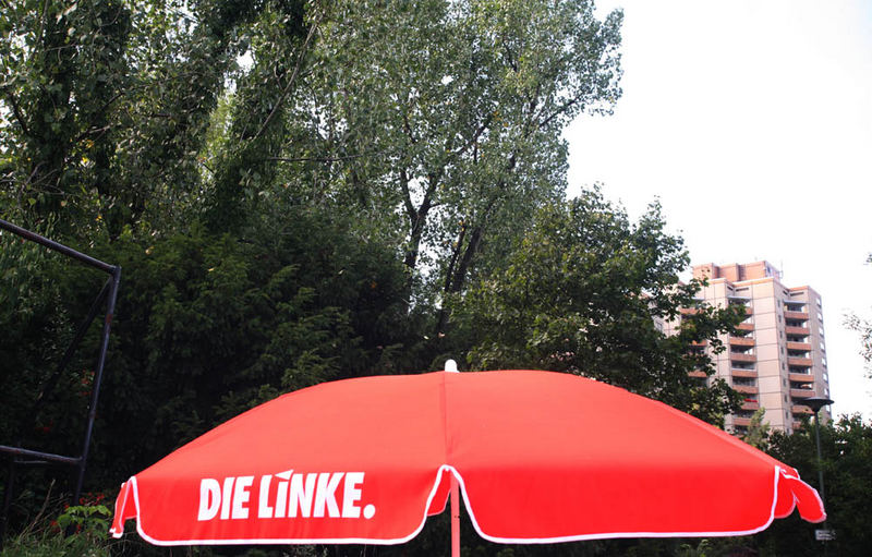 Wahlkampf-Schirm-Die-Linke