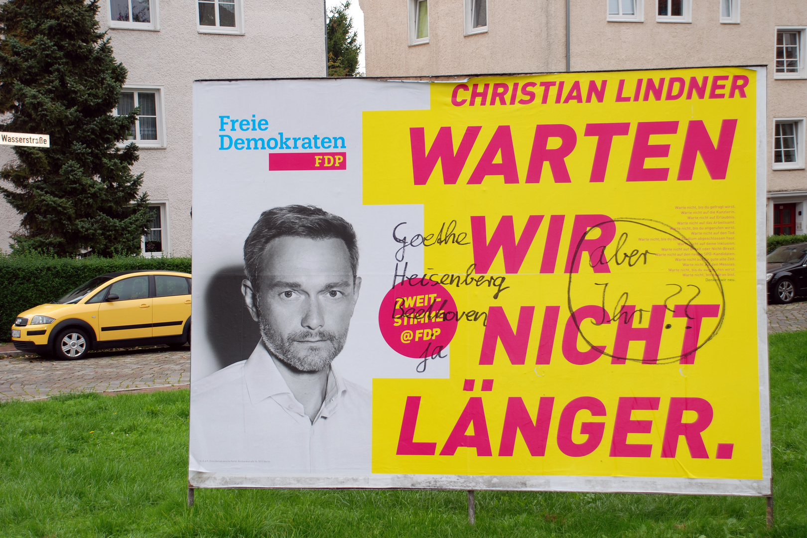 Wahlplakat mit Randnotizen