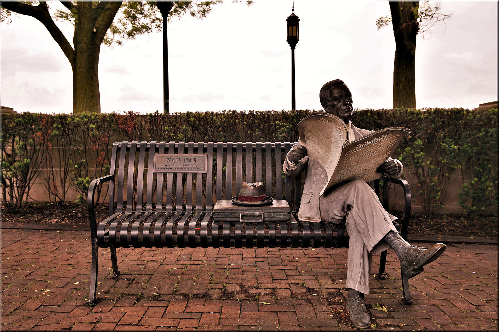 "Waiting" Sculpture by J.Seward Johnson jr. (Photographed in Harrisburg - Pennsylvania )