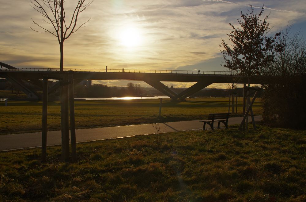 Waldschlösschenbrücke in der Frühlingssonne