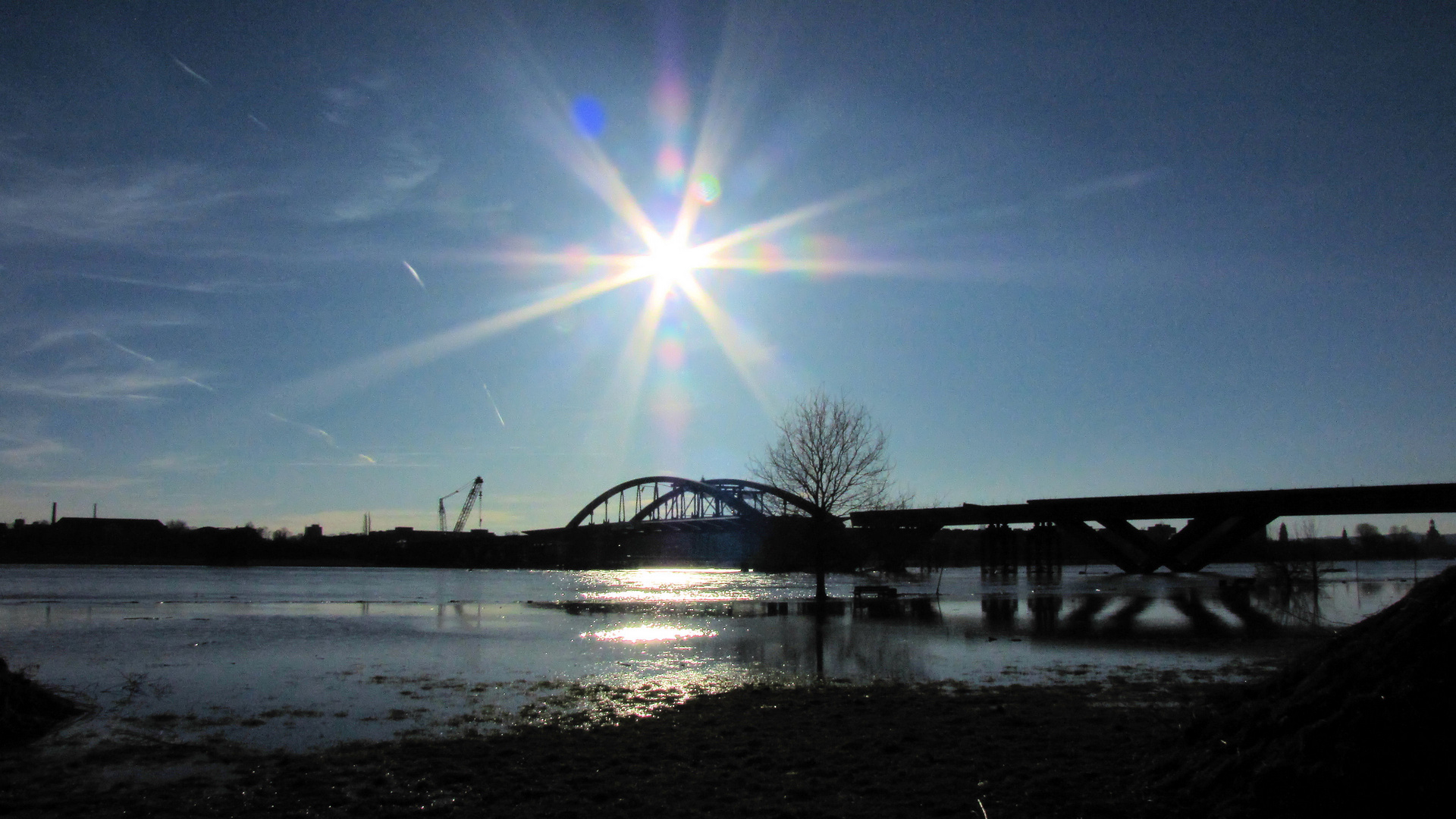 Waldschlösschenbrücke in der Sonntagssonne