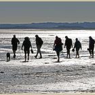 walkers on the pilgrims way Holy island 2