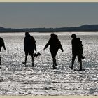 walkers on the pilgrims way Holy island