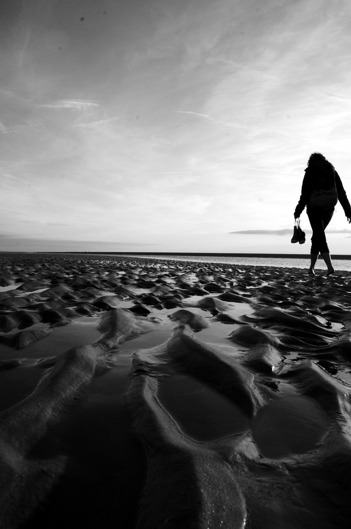 walking along the beach