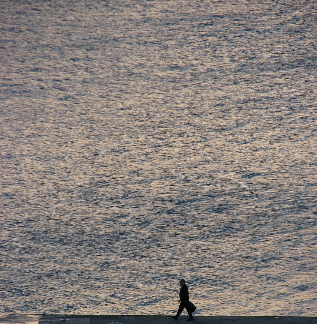 WALKING BY THE MORNING SEA