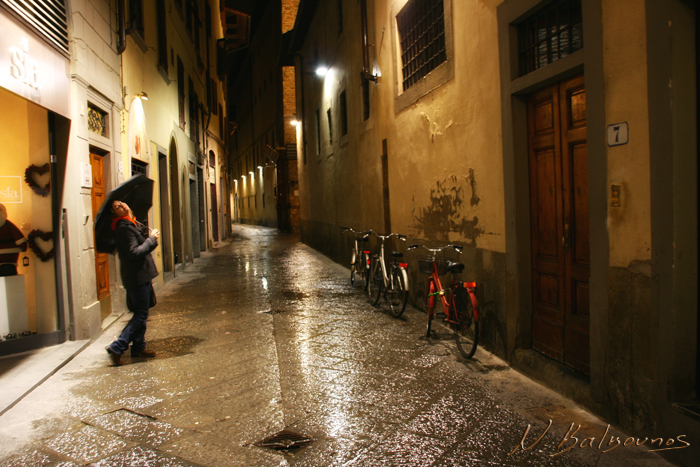 Walking down the alley in a rainy night....