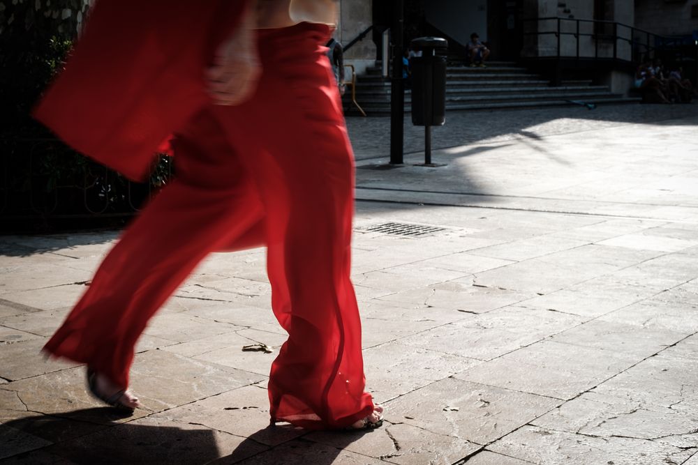 Walking in red