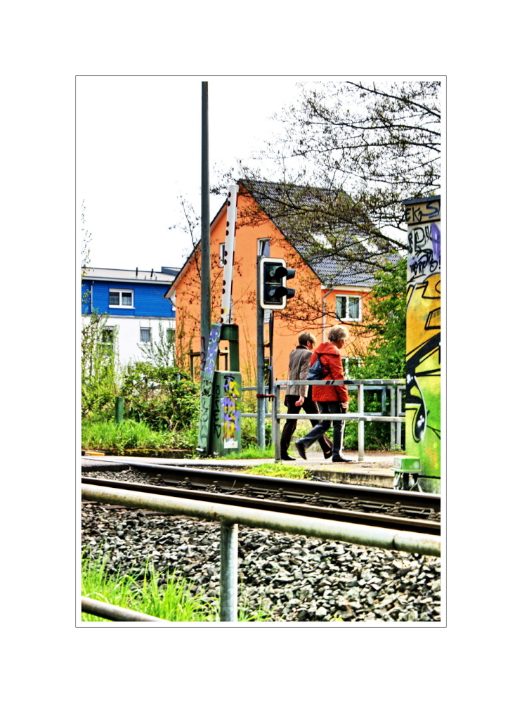 - walking in springtime along the rails, tramway 18 Cologne -Bonn-Cologne.... -