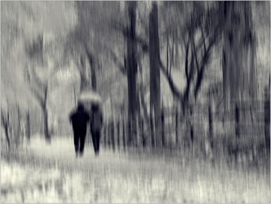 Walking in the rain .