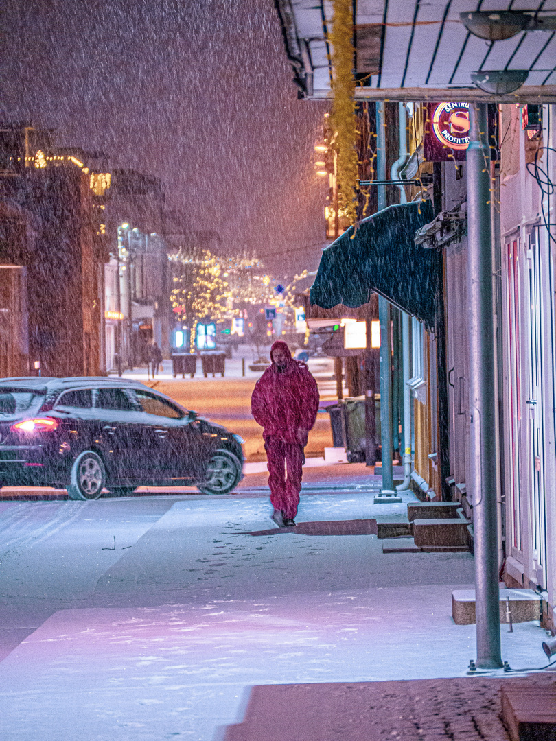 walking in the snow