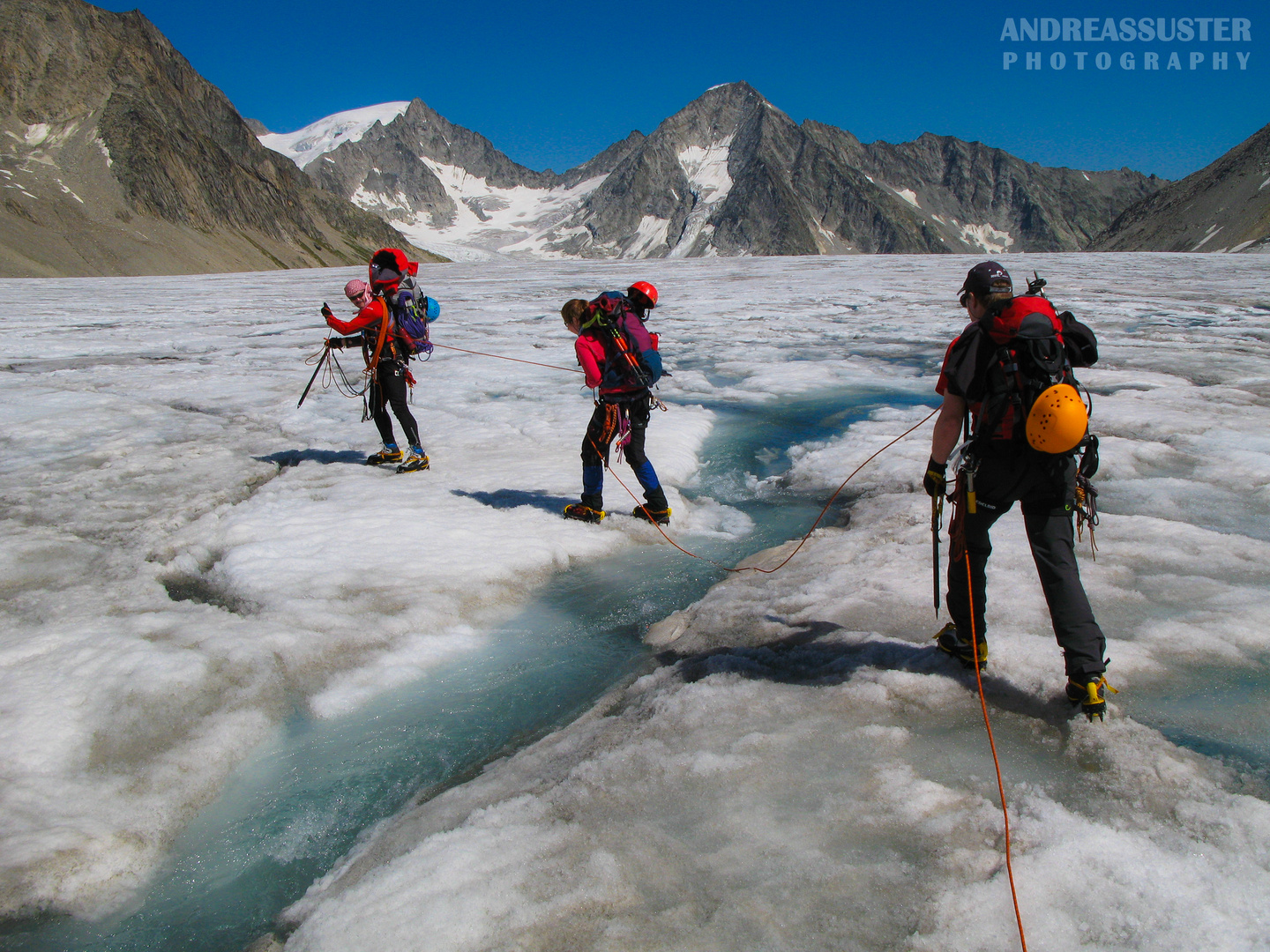 walking on a glacier